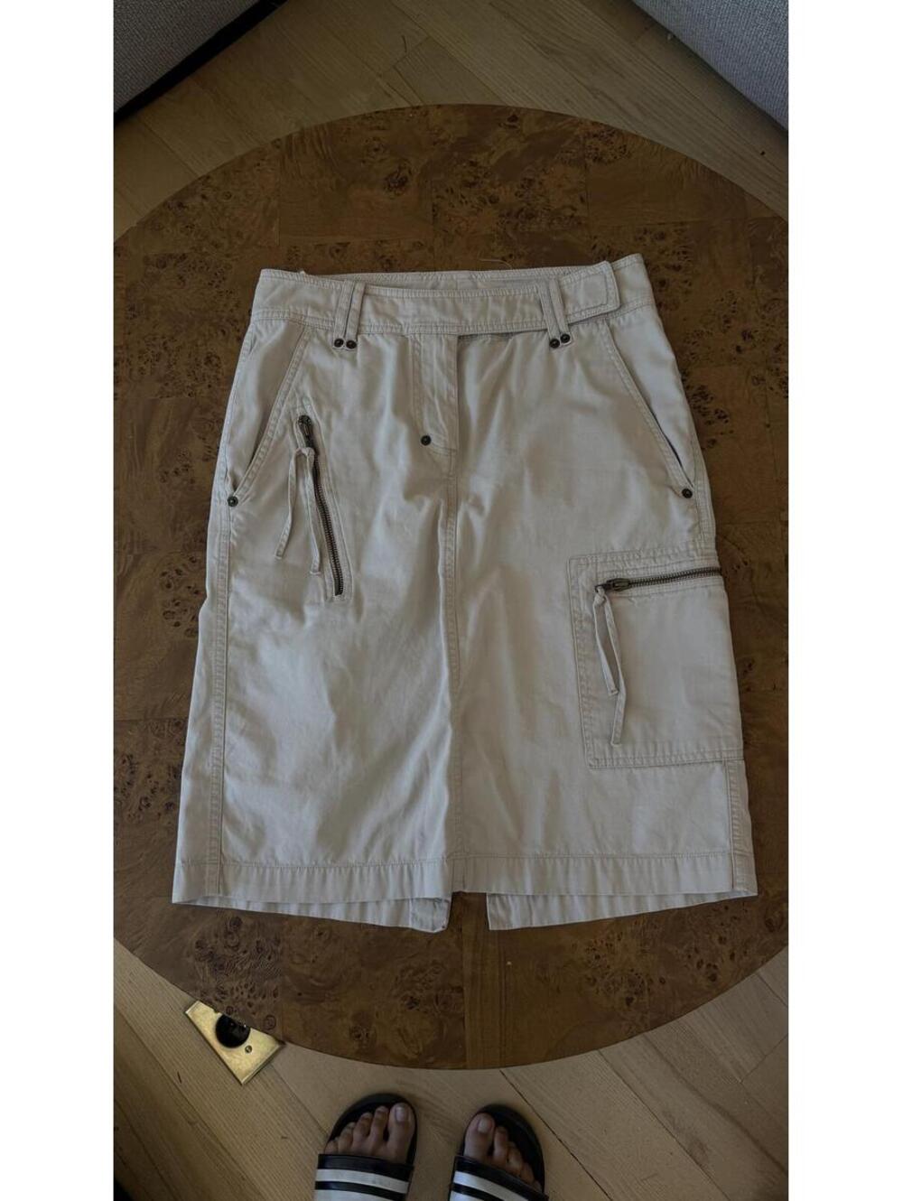 H&M Vintage Y2K Beige Cotton Cargo Midi Skirt